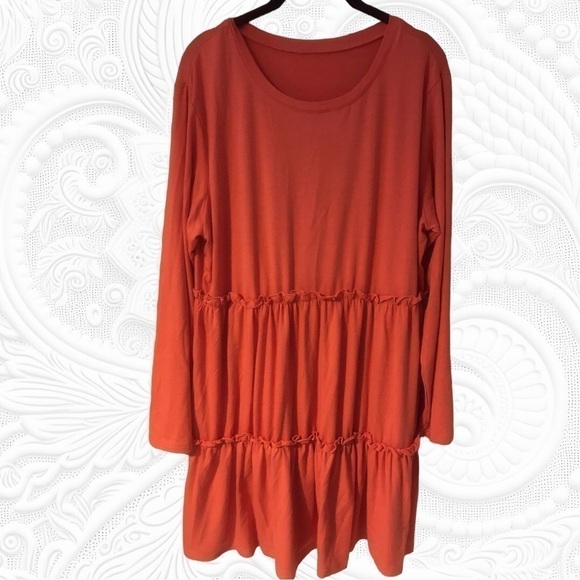 Orange Long Sleeve Tiered Ruffle Dress NWOT XXL - Picture 4 of 5